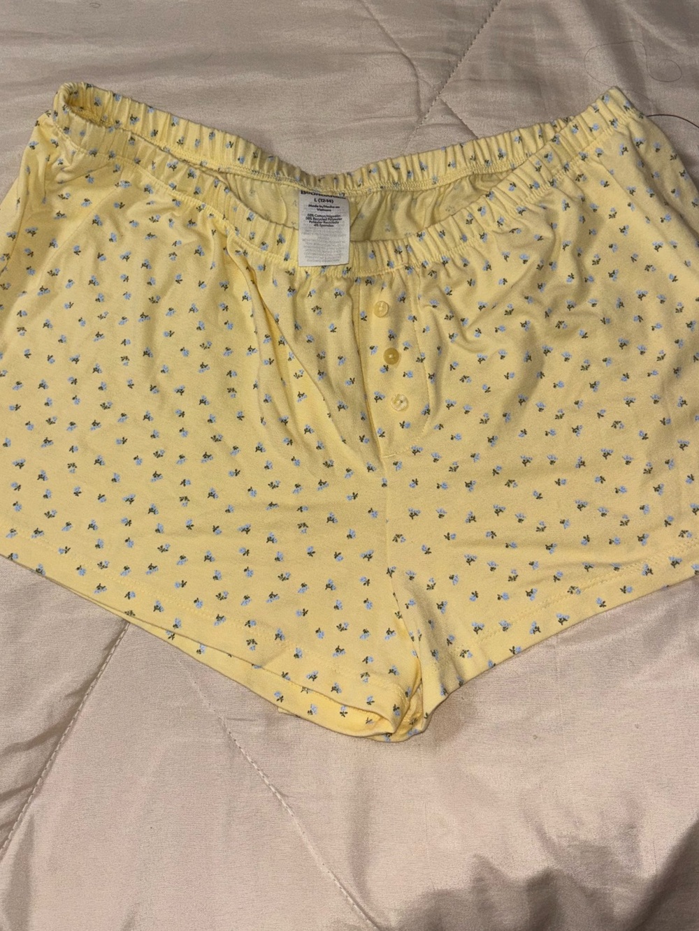 No Boundaries Yellow Floral Button-Front Sleep Shorts